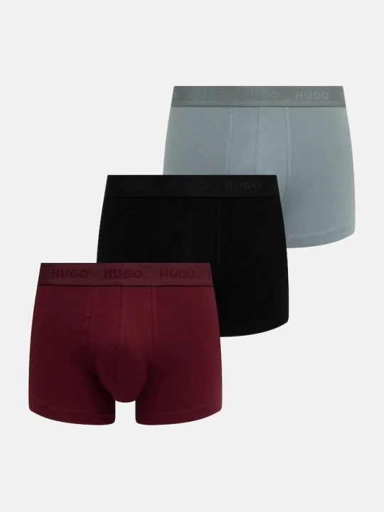 Zdjęcie produktu HUGO bokserki męskie bawełniane z elastanem TRUNK TRIPLET PACK 3-pack bordowy