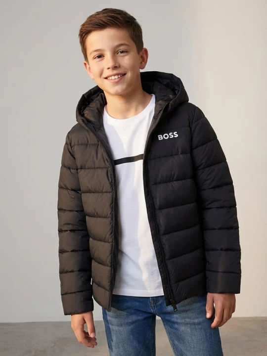 Zdjęcie produktu Hugo Boss Kids Kurtka pikowana w kolorze czarnym rozmiar: 176