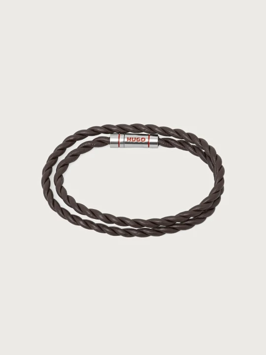 Zdjęcie produktu HUGO bransoletka męska skórzana E-DOUBLEBRAID4-BRA pomarańczowy