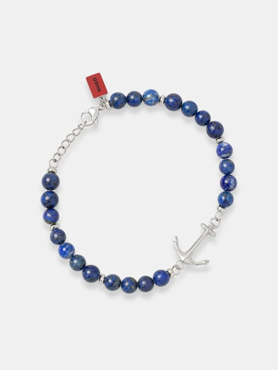 Zdjęcie produktu HUGO bransoletka męska ze stali nierdzewnej z lapis lazuli E-BEADS5-BRA niebieski