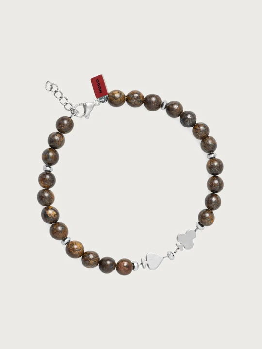 Zdjęcie produktu HUGO bransoletka męska ze stali nierdzewnej z lapisem lazuli E-BEADS5-BRA brązowy