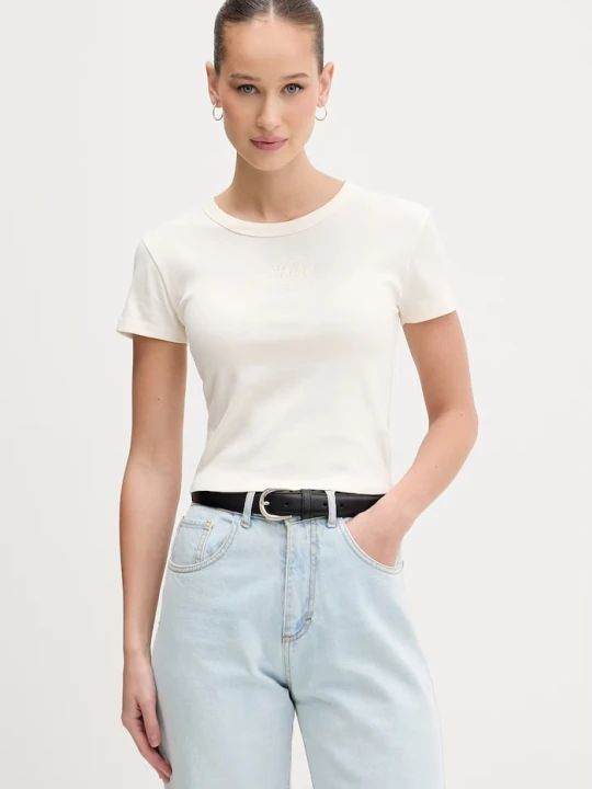Zdjęcie produktu HUGO crop top damski beżowy