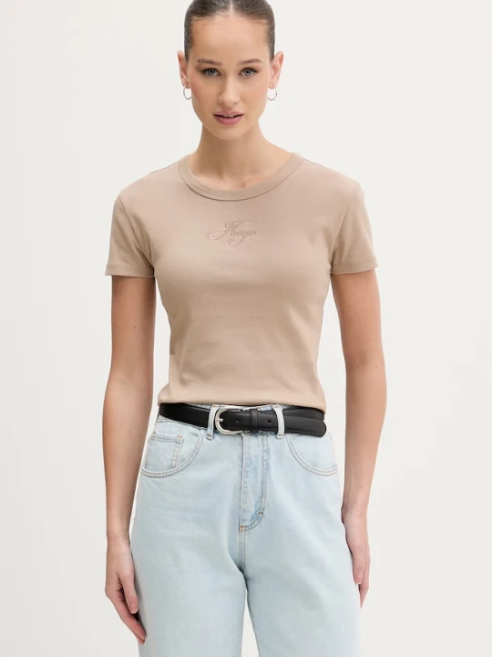 Zdjęcie produktu HUGO crop top damski beżowy