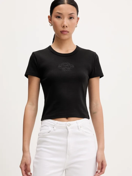 Zdjęcie produktu HUGO crop top damski bawełniany Delanor_4 czarny