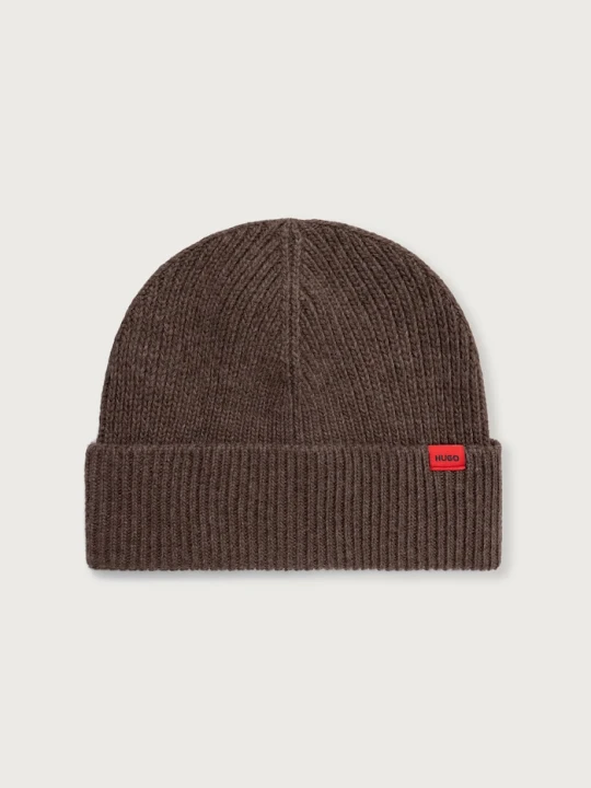 Zdjęcie produktu HUGO czapka beanie męska z wełną Xisk brązowy