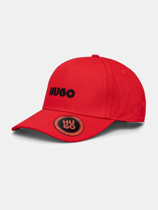 Zdjęcie produktu HUGO czapka z daszkiem bawełniana Jude czerwony