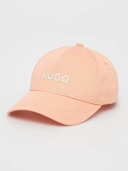 Zdjęcie produktu HUGO czapka z daszkiem bawełniana pomarańczowy