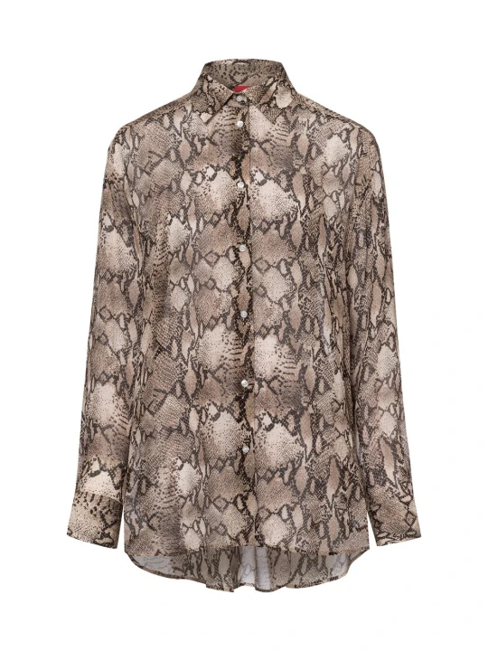 Zdjęcie produktu HUGO bluzka koszulowa - The Boyfriend Shirt Kobiety wiskoza brązowy