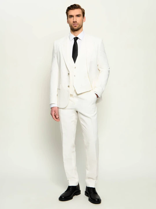 Zdjęcie produktu HUGO Garnitur Henry/Getlin242V2X | Slim Fit | z dodatkiem lnu biały