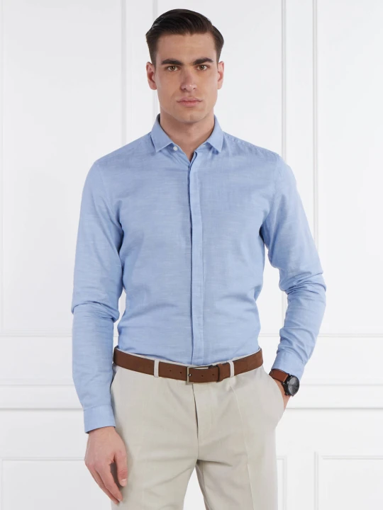 Zdjęcie produktu HUGO Koszula Ketran | Slim Fit | z dodatkiem lnu niebieski