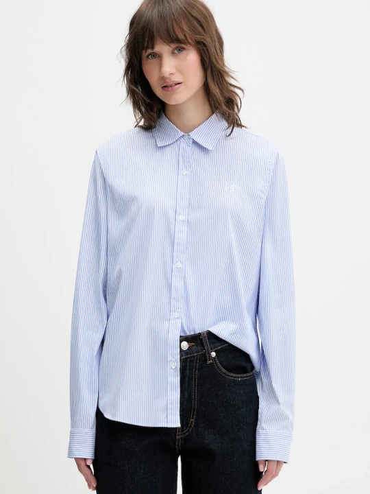 Zdjęcie produktu HUGO koszula damska z bawełną The Essential Shirt niebieski