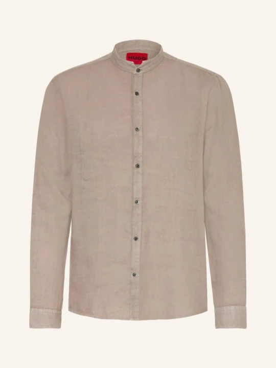 Zdjęcie produktu Hugo Lniana Koszula Elvory Slim Fit Z Kołnierzykiem Stójką braun