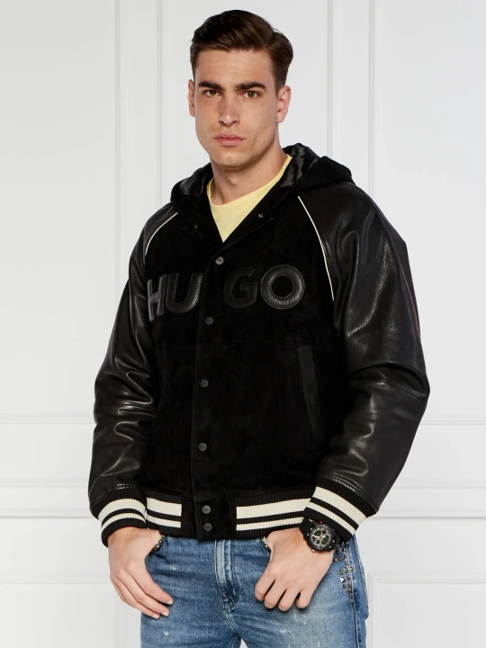 Zdjęcie produktu HUGO Kurtka bomber Loder | Regular Fit | zamsz czarny
