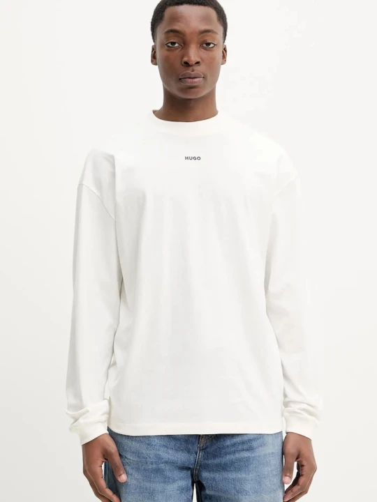 Zdjęcie produktu HUGO longsleeve męski bawełniany Daposo biały