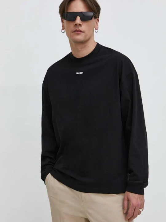 Zdjęcie produktu HUGO longsleeve męski bawełniany Daposo czarny