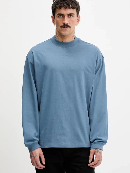 Zdjęcie produktu HUGO longsleeve męski bawełniany Daposo niebieski