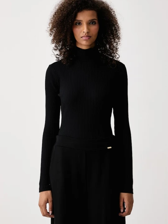 Zdjęcie produktu HUGO longsleeve damski bawełniany z elastanem Driza_4 czarny