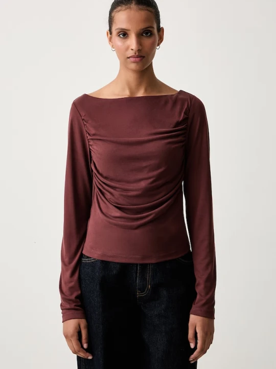 Zdjęcie produktu HUGO longsleeve damski z modalem Daeni brązowy