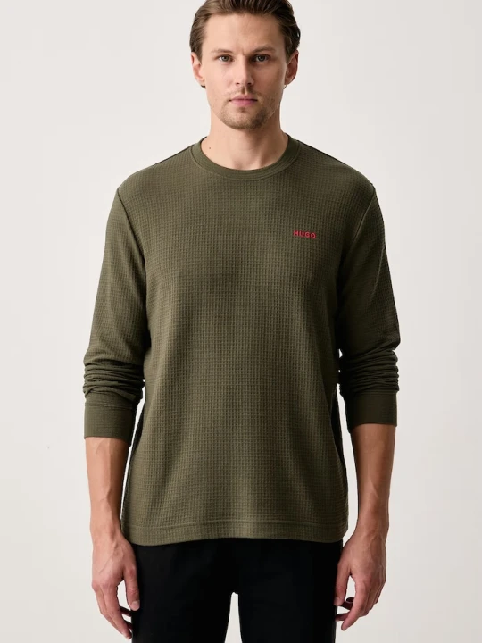 Zdjęcie produktu HUGO longsleeve lounge męski z bawełną Austin LS Shirt zielony