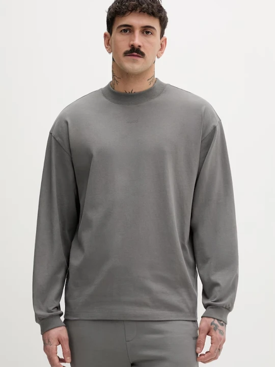 Zdjęcie produktu HUGO longsleeve męski bawełniany Daposo szary