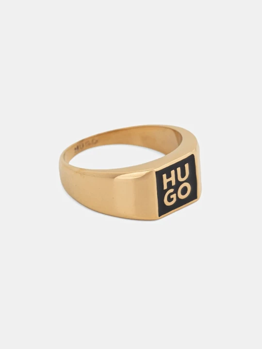 Zdjęcie produktu HUGO pierścionek E-STACKEDLOGO2-RIN złoty