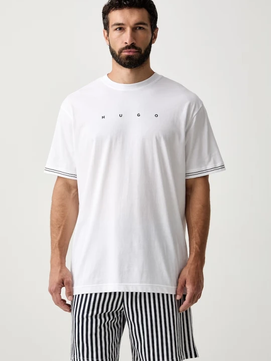 Zdjęcie produktu HUGO piżama dwuczęściowa męska bawełniana COASTA SHORT SET biały