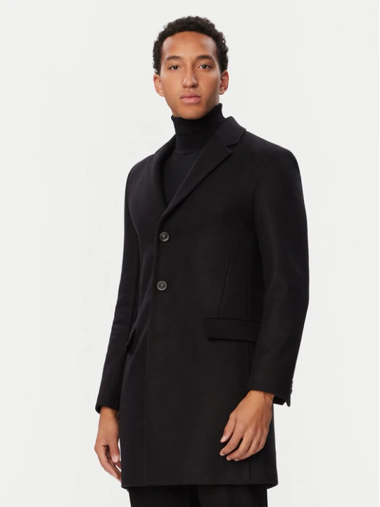 Zdjęcie produktu HUGO Płaszcz wełniany 50569210 Czarny Slim Fit