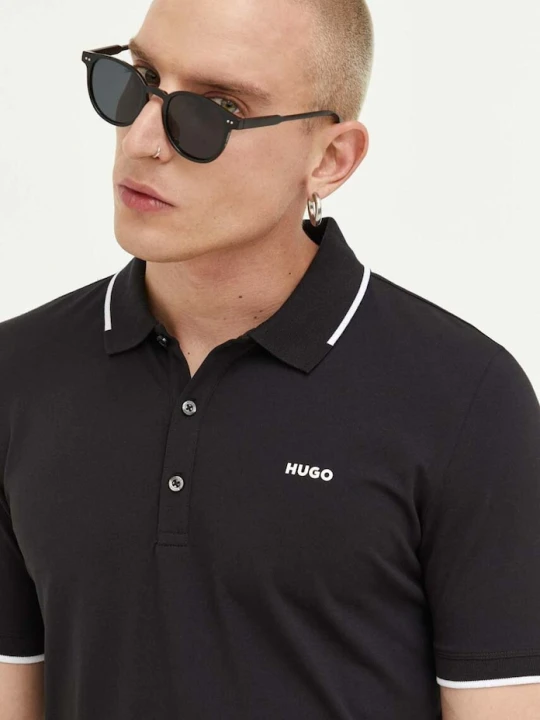 Zdjęcie produktu HUGO polo męskie z bawełną Dinoso222 czarny