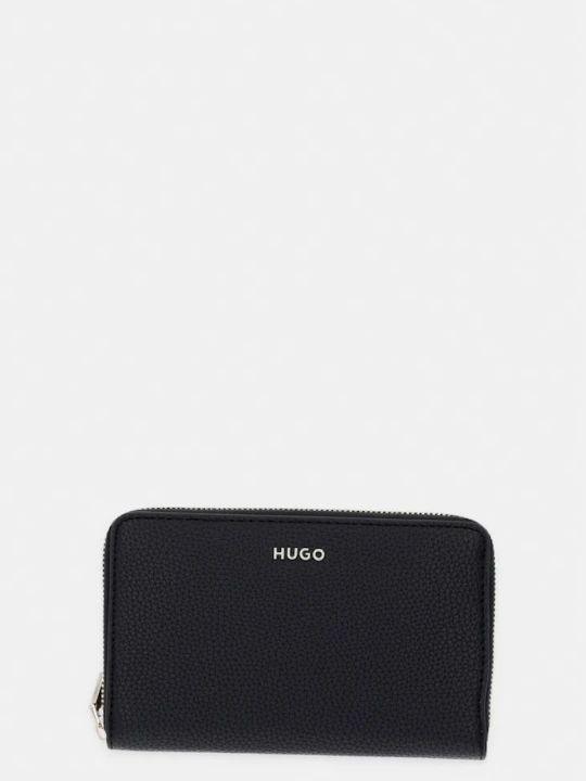 Zdjęcie produktu HUGO portfel damski z imitacji skóry Orin_Wallet Zip Ar. czarny