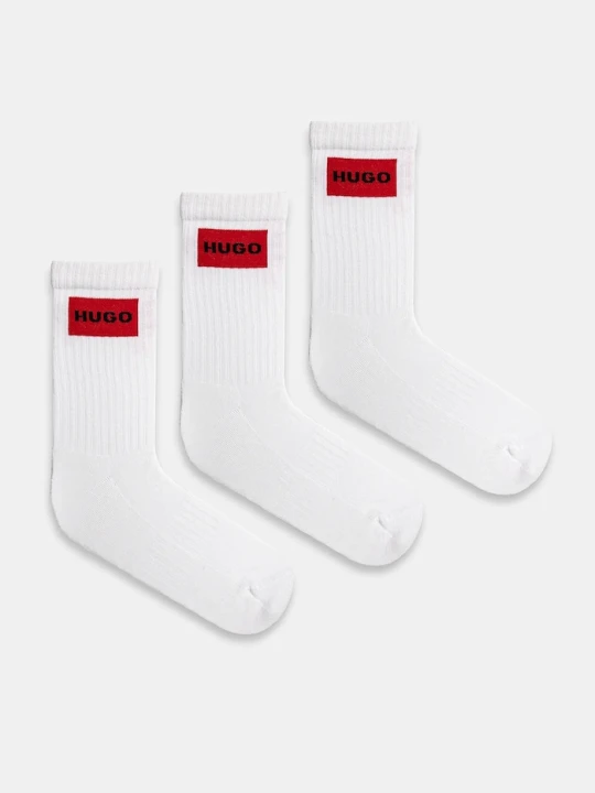 Zdjęcie produktu HUGO skarpety męskie z bawełną 3P QS RIB LABEL CC 3-pack biały