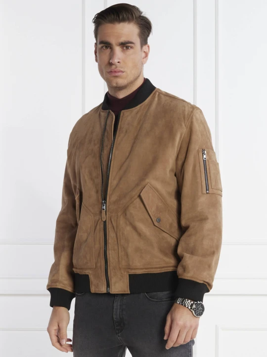 Zdjęcie produktu HUGO Kurtka bomber Leato | Regular Fit | zamsz brązowy