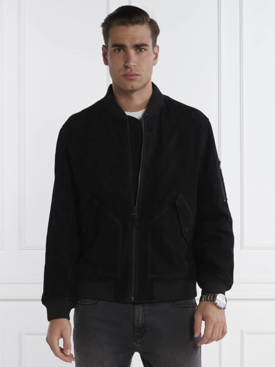 Zdjęcie produktu HUGO Kurtka bomber Leato | Regular Fit | zamsz czarny