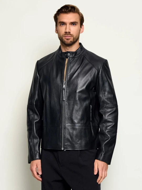 Zdjęcie produktu HUGO Skórzana kurtka Likos | Slim Fit czarny