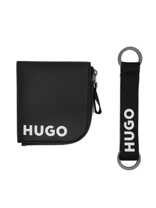 Zdjęcie produktu HUGO Skórzana portmonetka i brelok GBHM_Coin c K hold czarny