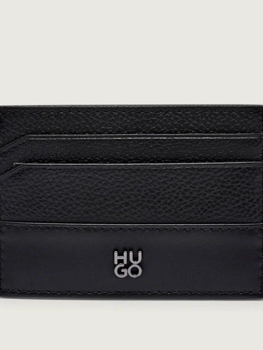 Zdjęcie produktu HUGO Skórzane etui na karty Quantic czarny