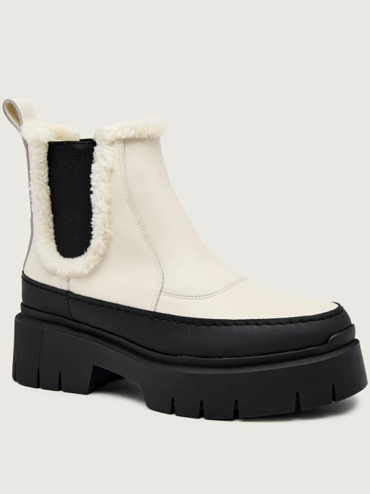 Zdjęcie produktu HUGO Skórzane sztyblety Kris_ChBootie_FRLT | shearling ecru