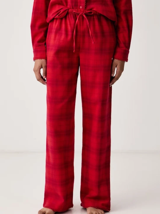 Zdjęcie produktu HUGO spodnie piżamowe damskie bawełniane z elastanem FLANNEL PANTS czerwony