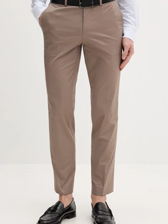Zdjęcie produktu HUGO spodnie slim fit męskie bawełniane z elastanem Hesten253X beżowy