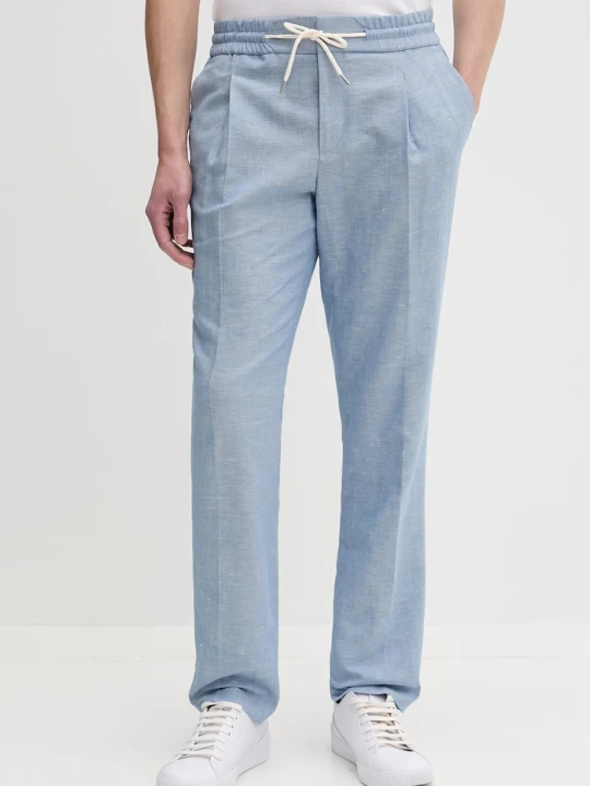 Zdjęcie produktu HUGO spodnie slim fit męskie z dodatkiem lnu Getlin251F3 niebieski