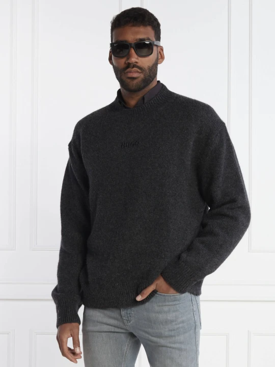 Zdjęcie produktu HUGO Sweter | Oversize fit | z dodatkiem wełny grafitowy