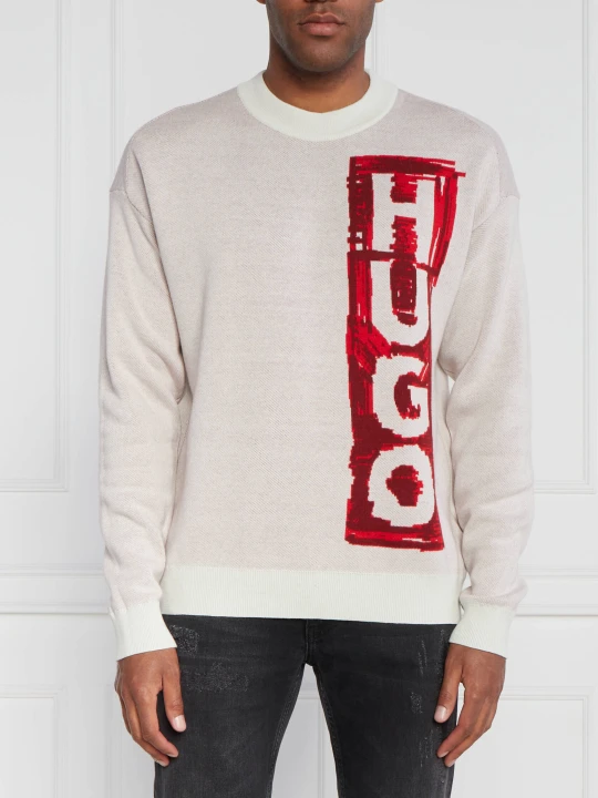 Zdjęcie produktu HUGO Sweter Sohugoh | Regular Fit | z dodatkiem wełny kremowy
