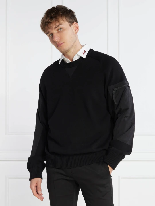 Zdjęcie produktu HUGO Sweter Sutil | Relaxed fit | z dodatkiem wełny czarny