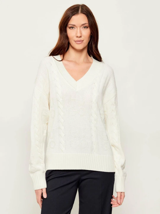 Zdjęcie produktu HUGO Sweter Sypres | Oversize fit | z dodatkiem wełny ecru