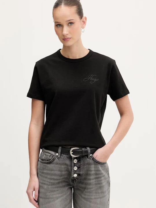 Zdjęcie produktu HUGO t-shirt basic damski bawełniany Damacia_7 czarny