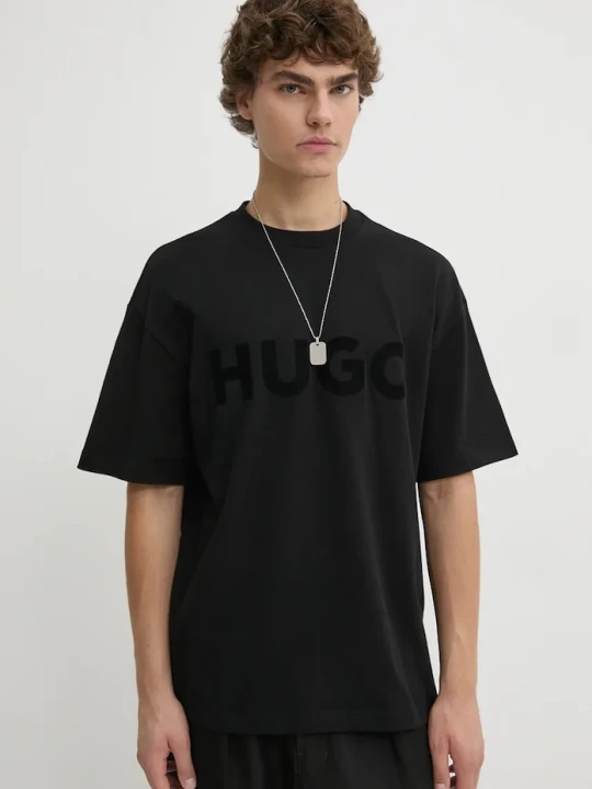 Zdjęcie produktu HUGO T-shirt basic męski bawełniany Dinkee czarny