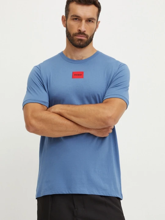 Zdjęcie produktu HUGO T-shirt basic męski bawełniany Diragolino212 niebieski