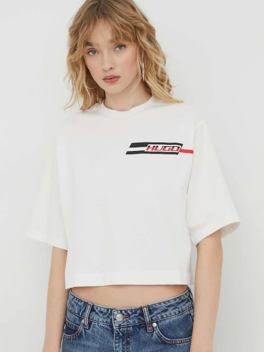 Zdjęcie produktu HUGO t-shirt bawełniany beżowy