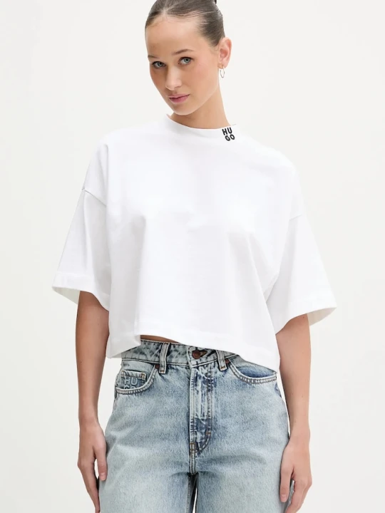 Zdjęcie produktu HUGO t-shirt bawełniany Damelody beżowy
