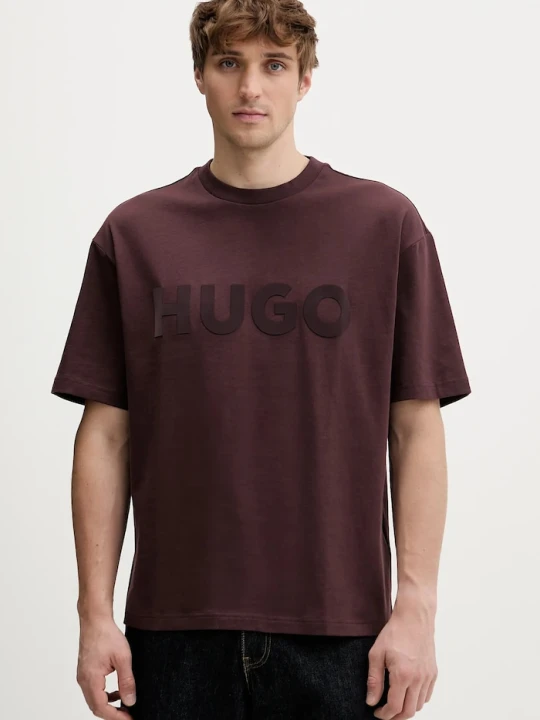 Zdjęcie produktu HUGO T-shirt basic męski bawełniany Dinkee brązowy