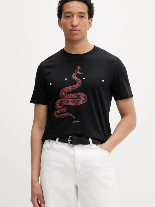 Zdjęcie produktu HUGO t-shirt bawełniany Discorb czarny